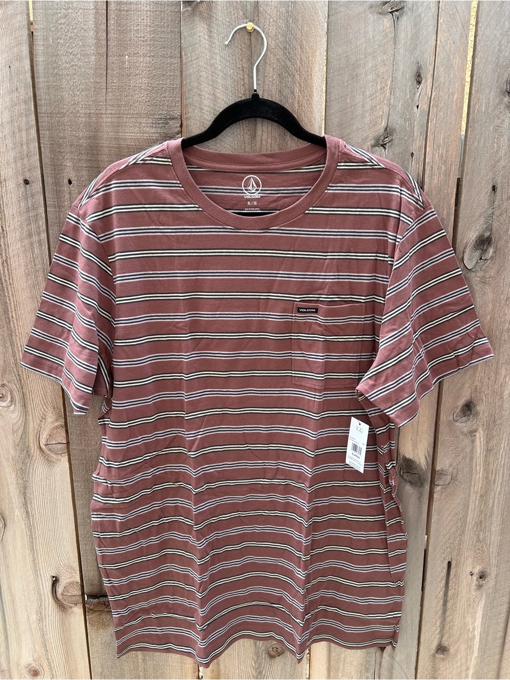 Volcom Sylvan Crew Short Sleeve Stripe Tee in Brown